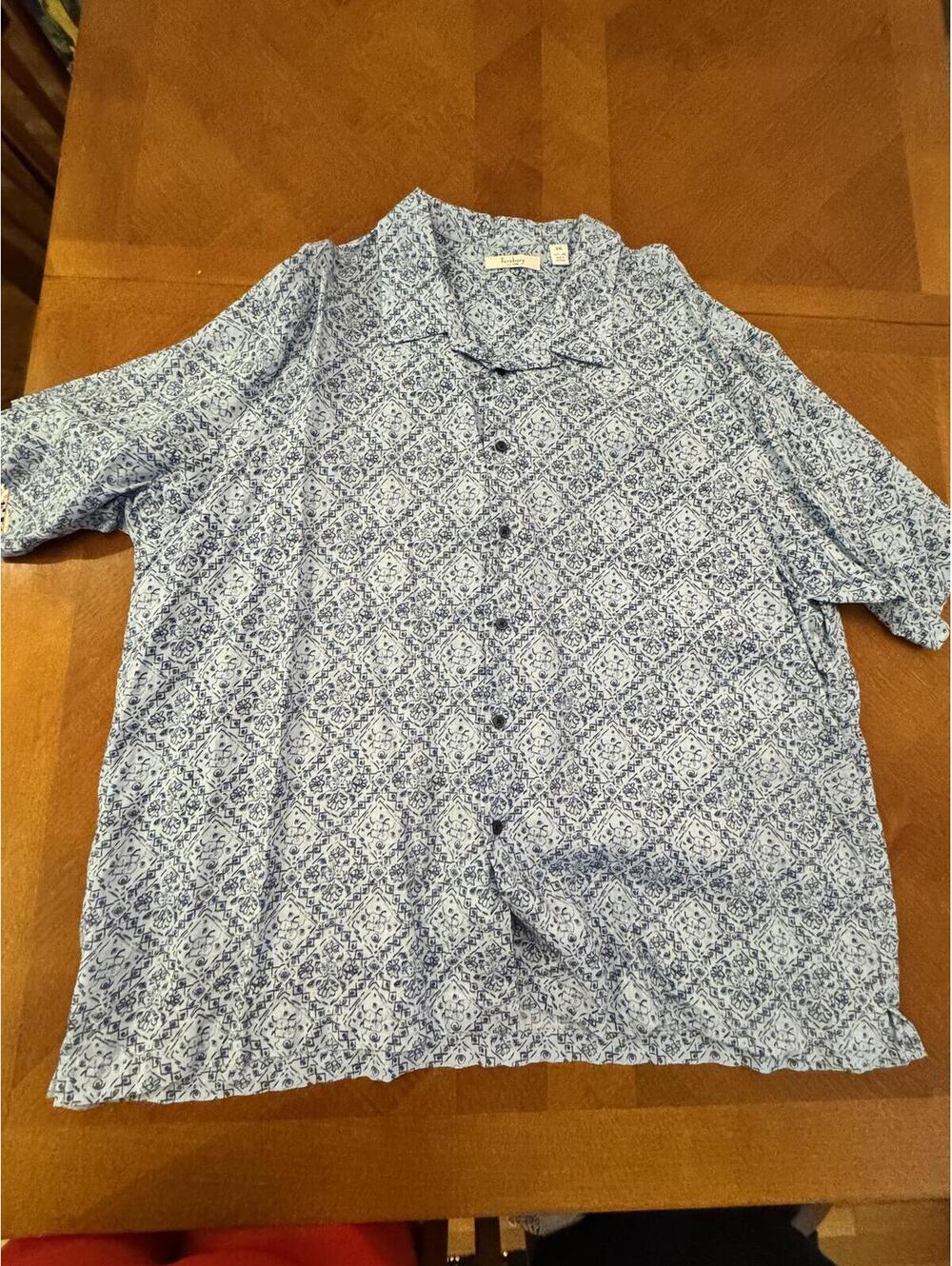 Turnbury XXL Blue Patterned Linen Shirt